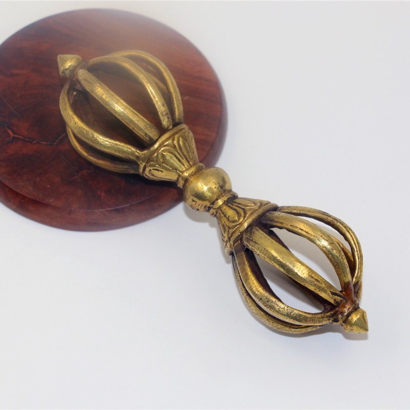 Nepalese handmade religious supplies magic vessel pure brass does not fade nine-strand vajra pestle Dorji descending magic wand vajrayogini