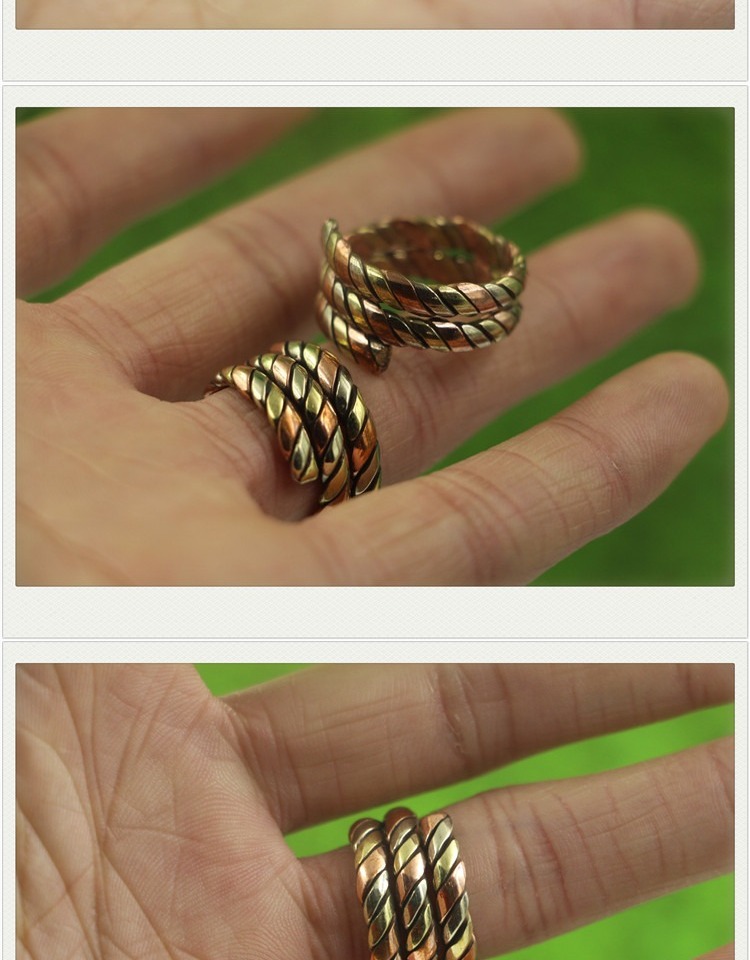 Trang sức mới Nepal handmade ba màu đồng gió quốc gia không phai nhẫn nhẫn mặt dây chuyền mặt dây chuyền nam nữ nhẫn cưới bạch kim