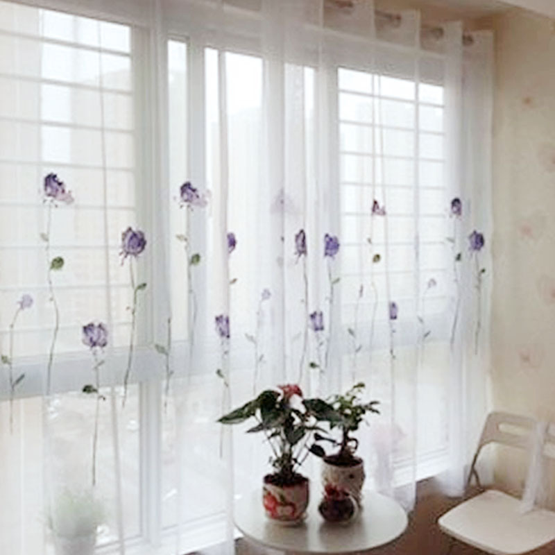 Exit France Romantic Embroidered Curtain Embroidered Veil finished floating window Balcony Living Room Minimalist Modern Customisation-Taobao