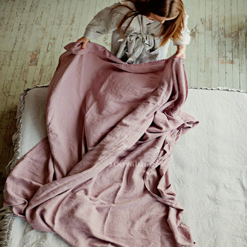 Foreign trade original single French imported rain dew hemp linen four-piece duvet cover bed sheet natural cooling does not touch the body