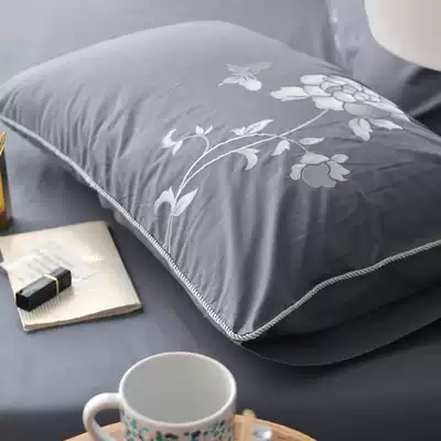 Foreign trade high-end embroidery 100% cotton pillowcase pair 48 * 4cm embroidery single cotton pillowcase tail single special