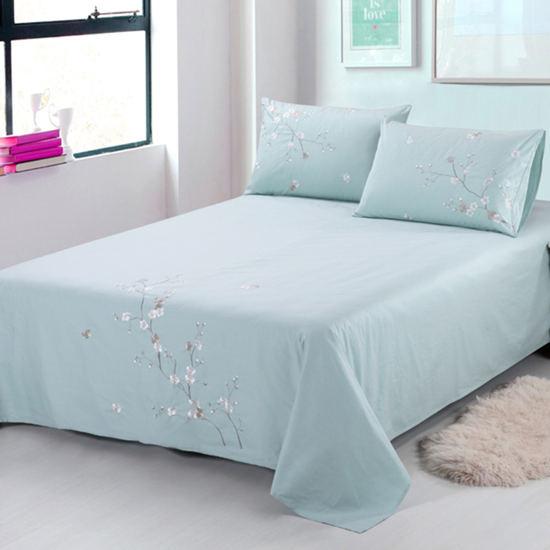Foreign trade Original Single cotton sheet cotton bed sheet sleeping single embroidered bed sheet pillowcase kit sheet single piece