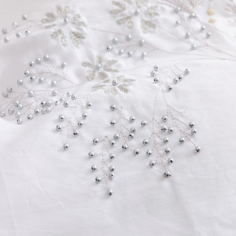 60 foreign trade export pure cotton embroidered quilt cover pillowcase three-piece set high yarn count satin cotton double embroidered quilt cover