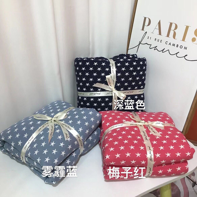 Handling South Korean tail sheet 100% pure cotton sheet cover blanket washed three layers of gauze soft and breathable full cotton sleeping single special price