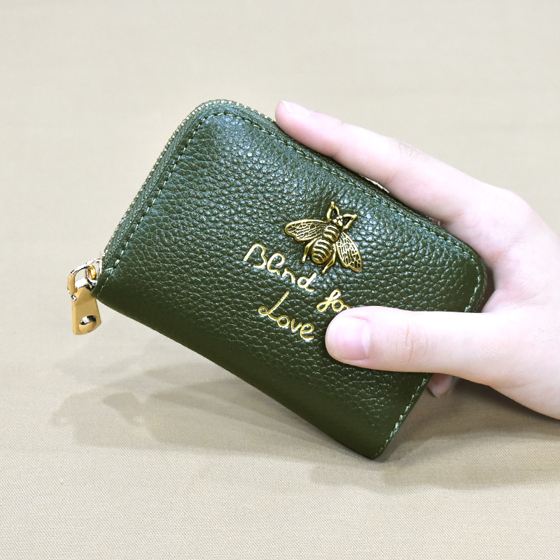 2022 new cowhide organ card bag female leather anti-theft brush anti-degaussing multi-card clip small ID card set