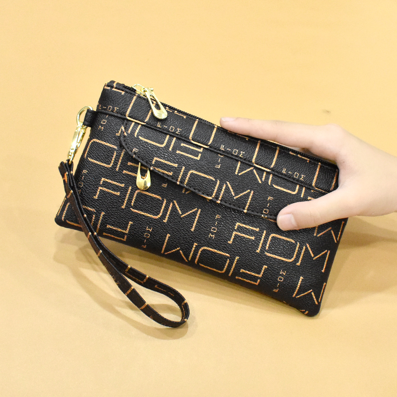 2020 new letter printing clutch female soft face long coin purse middle-aged simple vegetable shopping bag