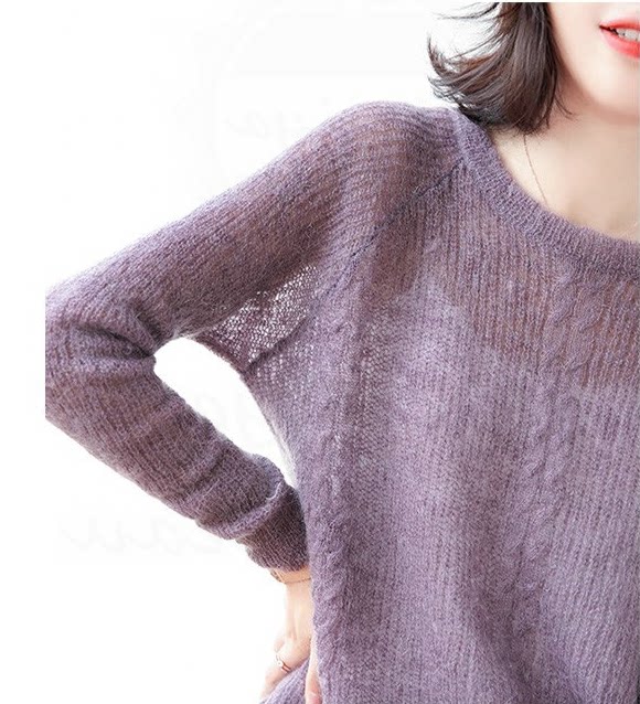 Mohair sweater ແມ່ຍິງບາງໆແບບໃຫມ່ແບບຮູຂຸມຂົນຍາວ sweater ຮ້ອນແບບວ່າງ lazy ແບບ retro pullover ຄົນອັບເດດ: