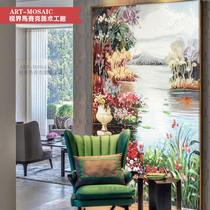 Simple modern landscape picture glass fine cut painting mosaic background wall porch puzzle tile living room murals