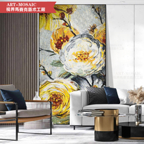 Personalized custom light luxury art glass mosaic cut painting Yellow rose entrance aisle restaurant background wall painting