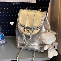 Korean niche bag 2024 new style small fragrance silver backpack female ins blogger portable travel small backpack