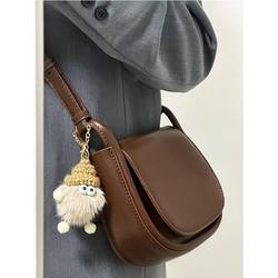 Wild meseped bag female 2024 new trendy fashion retro saddle bag niche commute bag texture tie small bag