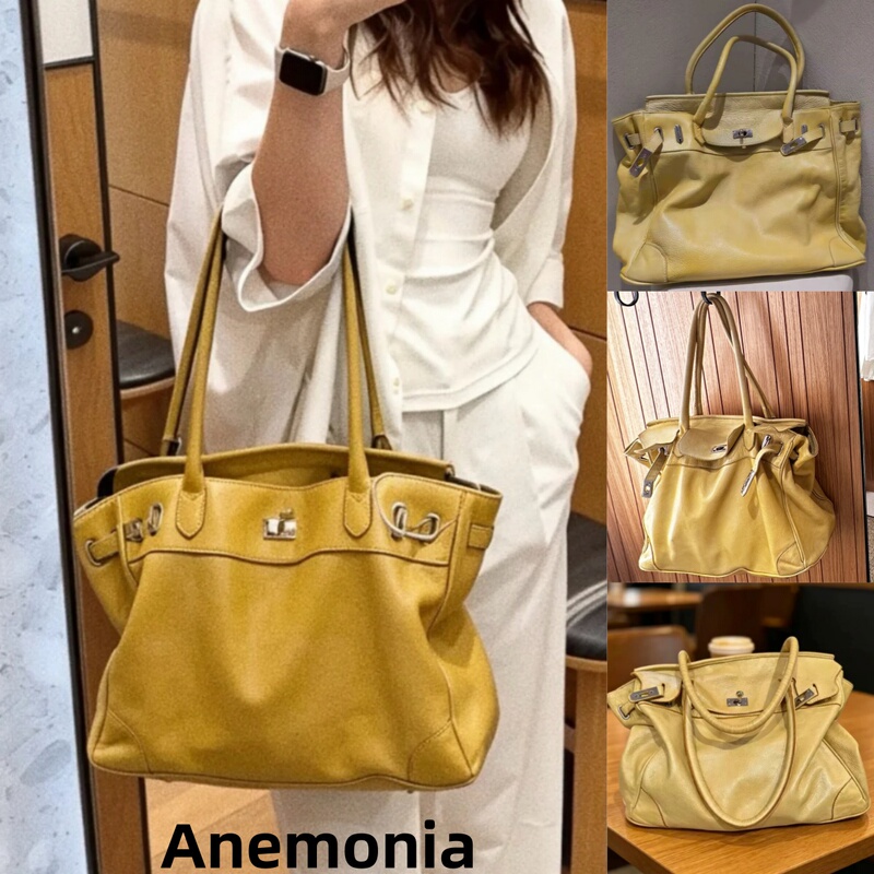 German Genuine Anemonia Vintage Sheepskin Birkin Bag Firkin Series Old Money Style Lazy Tote Shoulder Bag