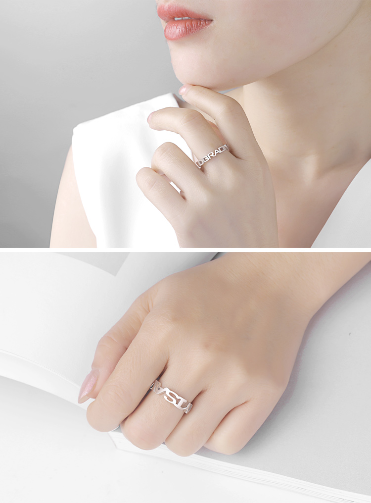 Tên của bạn đôi nhẫn một cặp bạc sterling tự làm thủ công chữ tùy chỉnh được thực hiện để đặt hàng chữ cái nhẫn nữ nhẫn đôi bạc