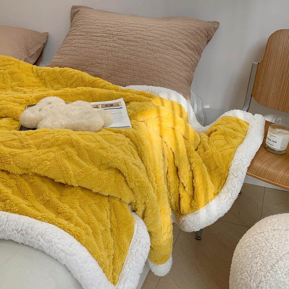 Sleep well - sleep and thicken cotton lamb fluff blanket boyfriend wind - lift cover to warm coral fluff sofa blanket