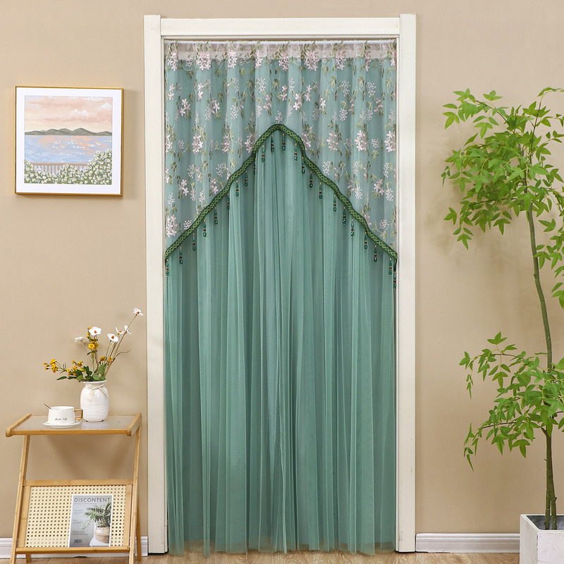 Lace Door Curtain Partition Curtain Bedroom Living Room Decorative Curtain Tassel Hanging Curtain Home Privacy Curtain Summer Mosquito Prevention