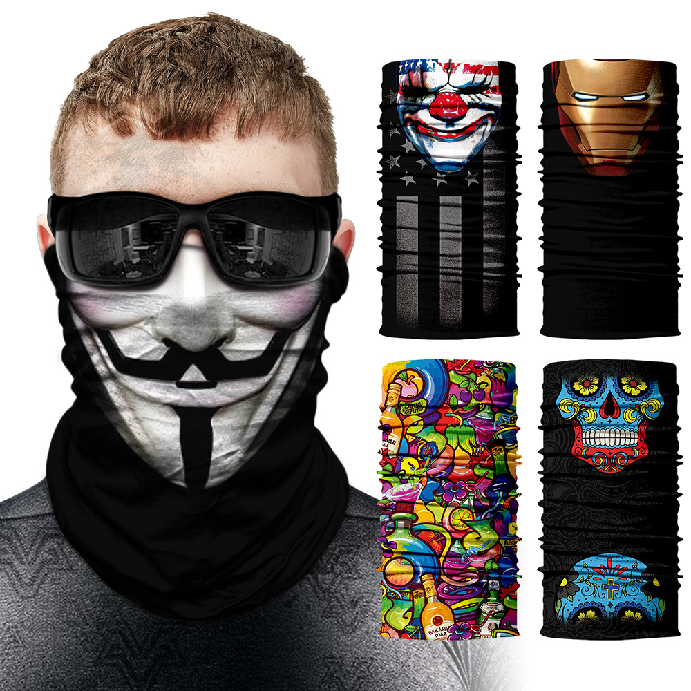 Hip-hop magic turban motorcycle riding bib ski windproof face scarf ghost mask skull half face neck cover male