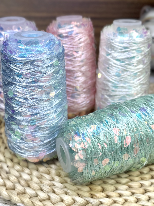 Super Shiny Water Drop Sequins, Melon Seed Sequins, Yarn for Crocheting Bags, Silver Oval Beads Mixed Yarn