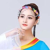 Tibetan dance headdress colorful handmade headdress headdress ethnic minority dance headdress Tibetan clothing headdress headband