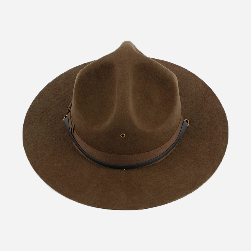 Original 100% Wool Hat, United States Marine Corps Instructor's Hat, Wool Felt Wide-Brimmed Hat, Irregular Concave-Convex Hat