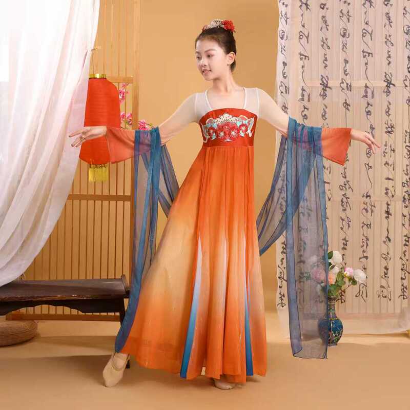 Children's Tang Dynasty Night Banquet Double-Sided Yanshu Costume for Girls, Elegant Ancient Style, Fairy-Like, Graceful, Artistic, Hanfu, Flowing and Timeless