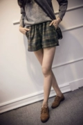 Mùa thu đông 2018 mới một từ kẻ sọc quần short len ​​lỏng rộng chân rộng quần ống rộng mặc thường ngày