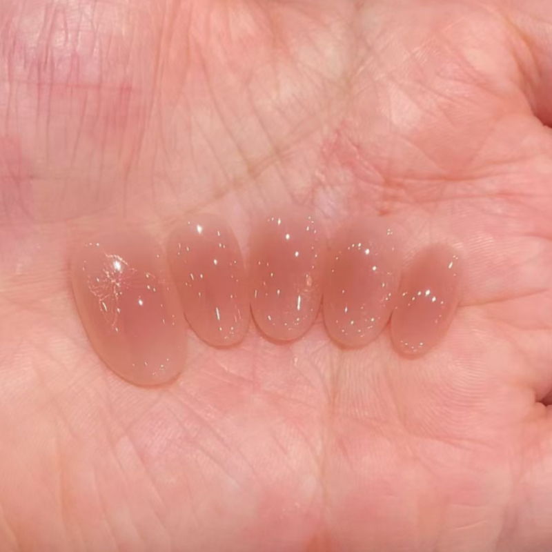 Peach Blossom Butterfly Pure Handmade Wearable Nails, High-End Phototherapy Manicure, Removable Fake Nail Stickers, Elegant and Complexion-Enhancing