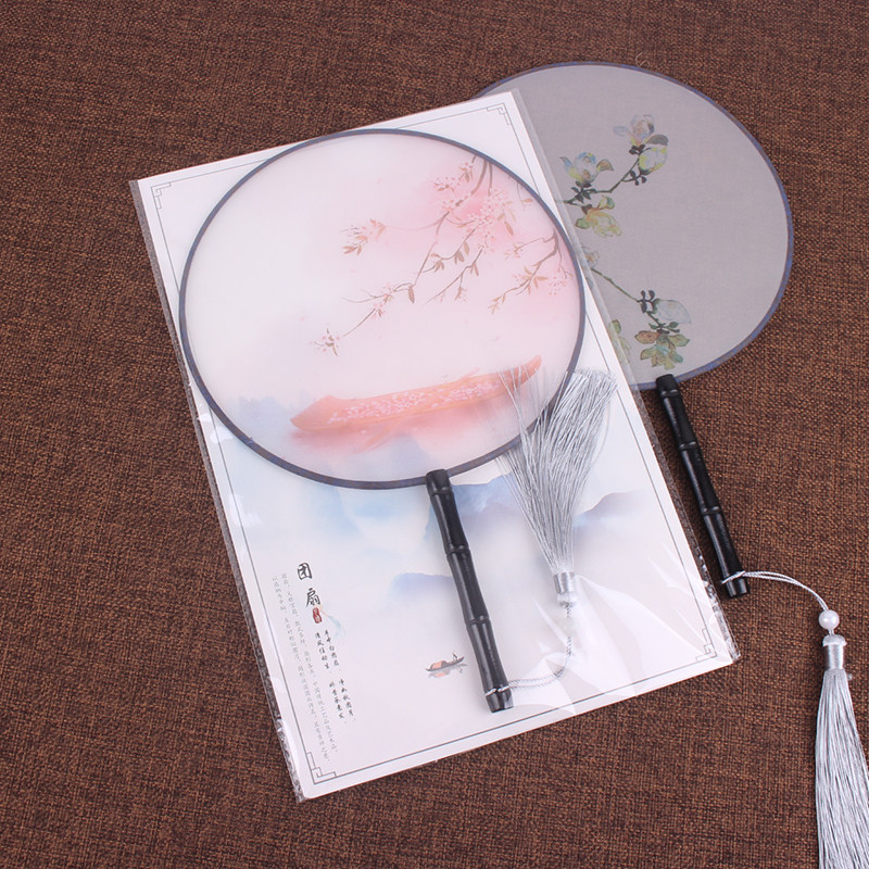 Group fan translucent silk round fan Hanfu costume dance fan female craft fan Chinese style classical palace fan
