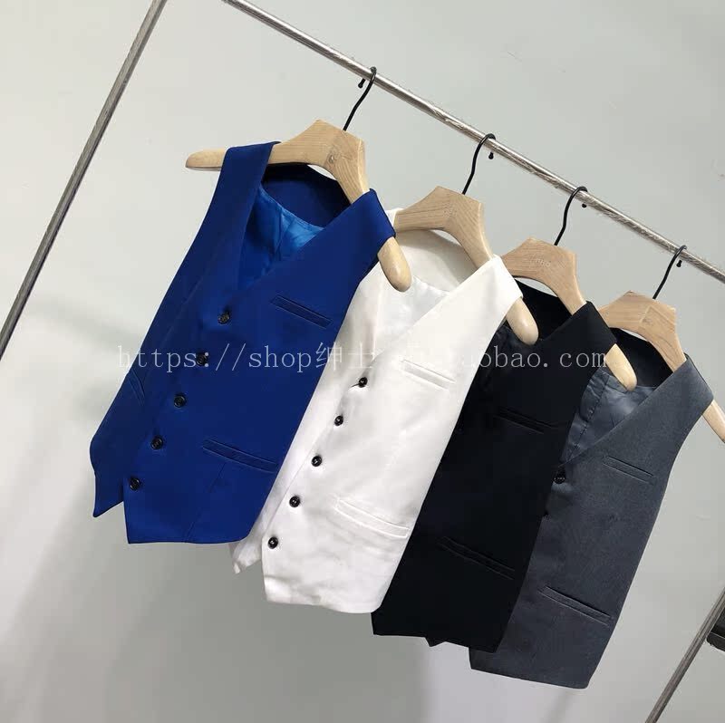 Quạt quý ông 2018 Thời trang mới Nhiều màu hoang dã Hàn Quốc Slim Men Một nút Casual Bộ đồ đơn giản quần kaki