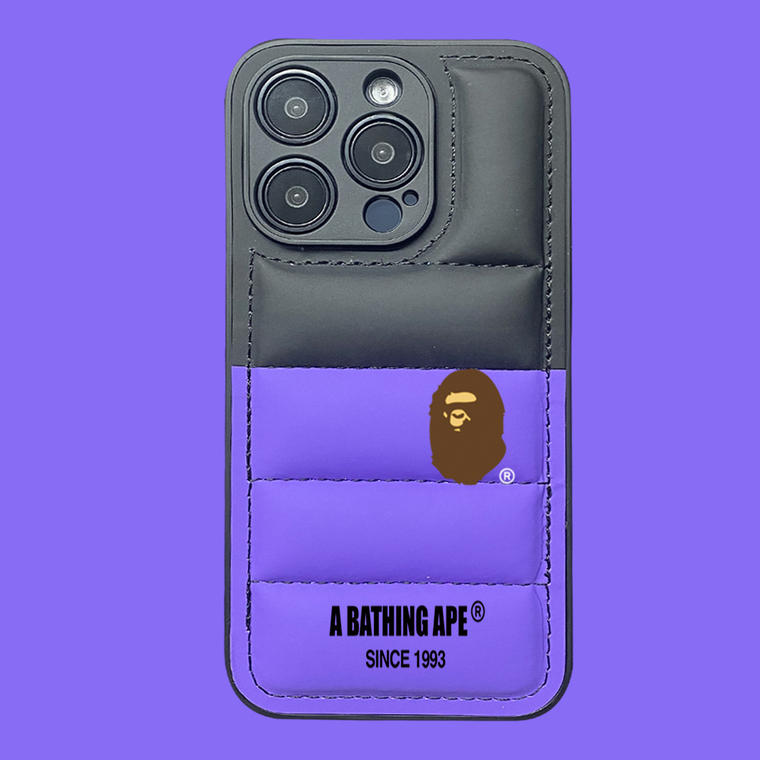 BAPE Puffy Puffer Down Jacket Cartoon Soft Heat Dissipation Cute Girls , 15, 14, 13, 12, 11 iPhone Case