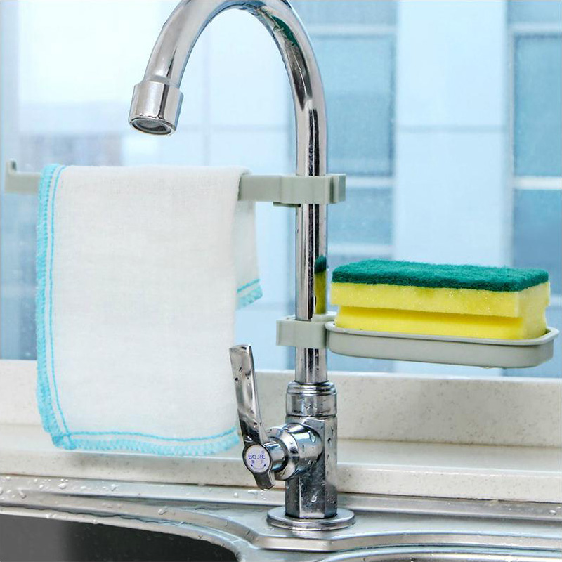 Sink hanging rag wash dish sponge rack faucet multi-function drain rack kitchen supplies pool storage rack