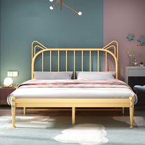 Cat ears wrought iron bed double 1 8m1 2 mi wang red iron modern childrens single simple rental princess bed