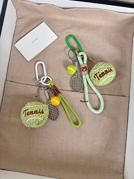 Original plush tennis bag pendant english embroidery niche design sports mobile phone hanging chain rope accessories keychain