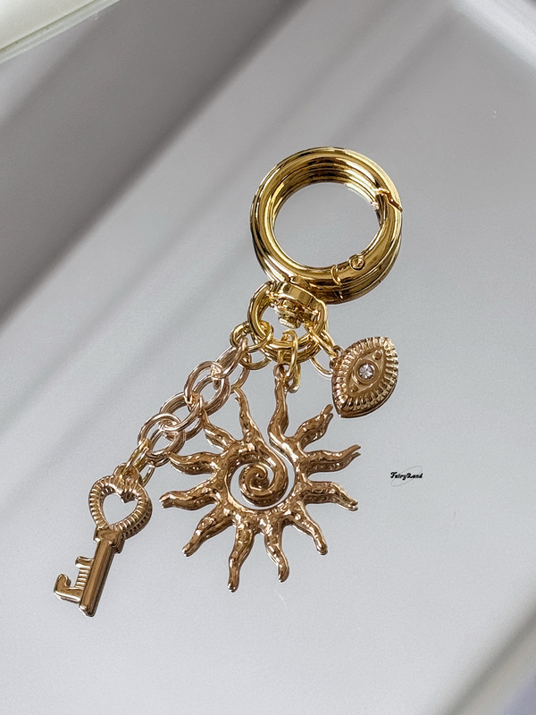 Original "Eye of the Sun" Golden Vintage Baroque European-Style Keychain, Earphone Case Pendant, Mobile Phone Accessory Original "Eye of the Sun" Golden Vintage Baroque European-Style Keychain, Earphone Case Pendant, Mobile Phone Accessory