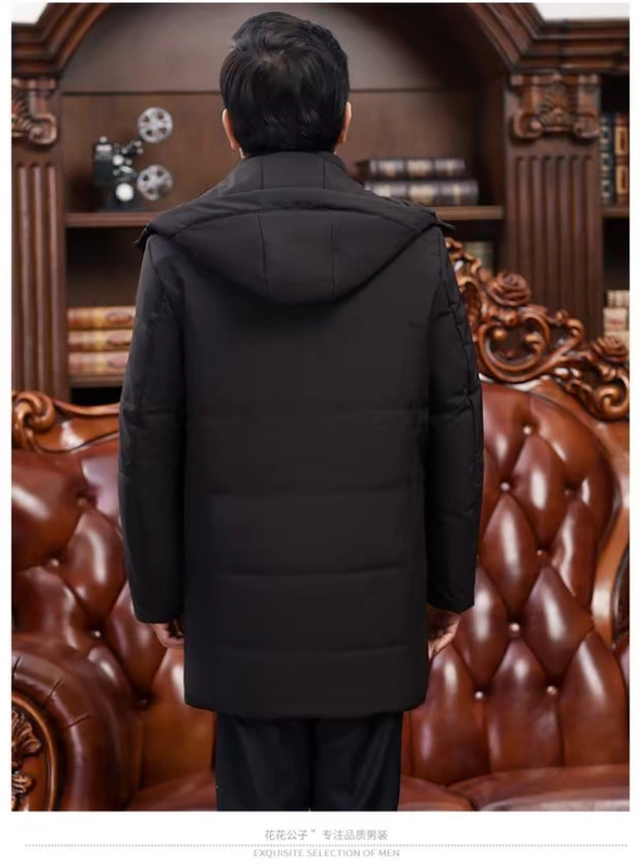 Áo khoác lông cho nam trung niên mùa đông Áo khoác cotton cũ cộng với nhung dày lông cổ áo cha tải áo khoác cotton măng tô nam