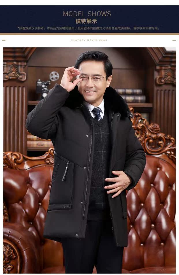 Áo khoác lông cho nam trung niên mùa đông Áo khoác cotton cũ cộng với nhung dày lông cổ áo cha tải áo khoác cotton áo phao lông vũ