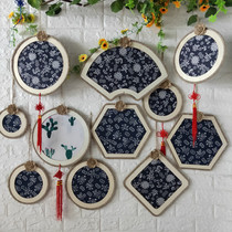 Chinese National Wind ring creates traditional culture blue and white porcelain creative hanging decoration retro kindergarten primary school classroom corridor Wood