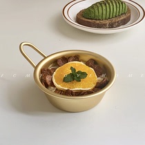 FCMJ ins retro metal small bowl with handle rice bowl side dish bowl Small bowl good looking Bowl