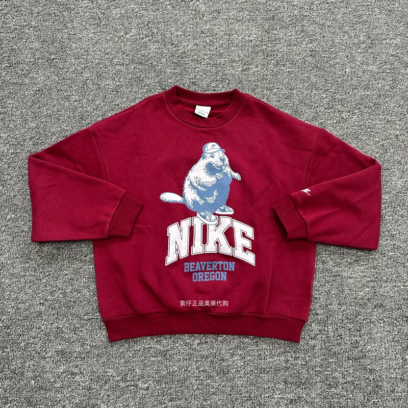 Authentic Nike Nike Children's Sports and Leisure Autumn and Winter Fleece-Lined Warm Round Neck Pullover Sweatshirt Hv1746-677