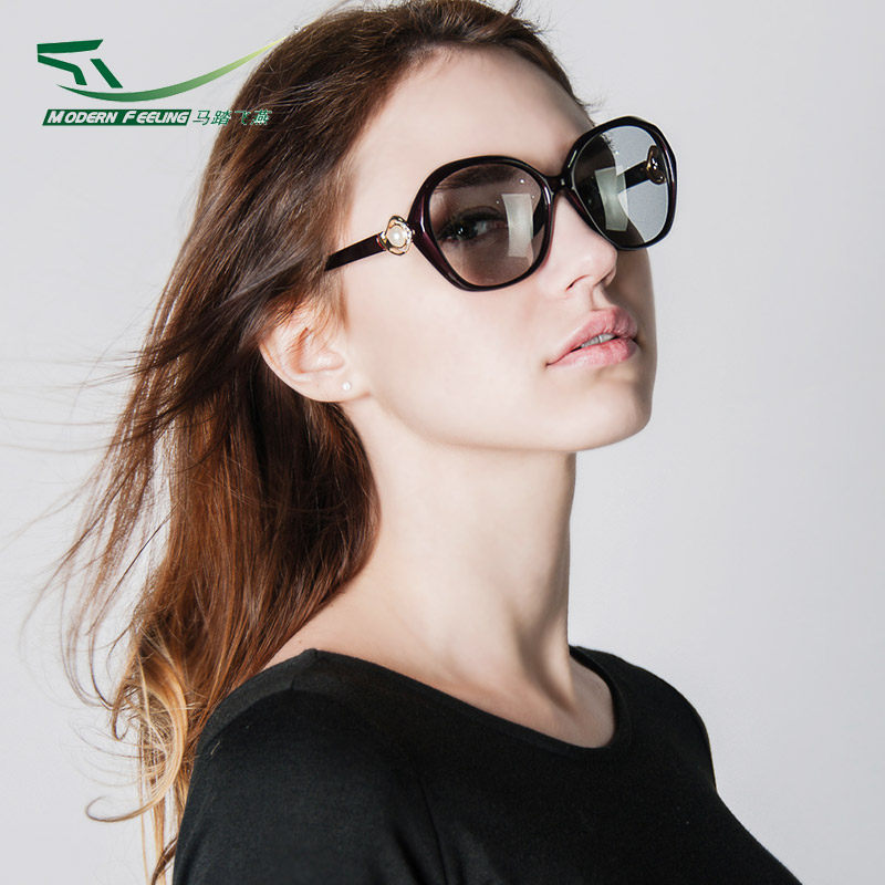 Horse set foot female sun glasses HD polarized large frame round face slim drive sunglasses female driving special glasses