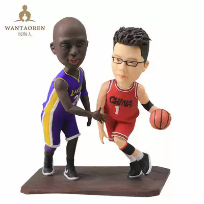 Basketball modeling-A variety of playing basketball modeling Q version of the real pottery doll custom personality doll soft pottery doll custom