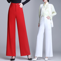 2021 Summer new coveted high waist straight cylinder large footed pants Korean version Slim Trousers Casual Pants Broadlegged Pants Dancing Pants Women