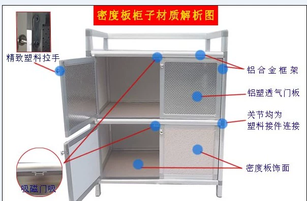 Đơn giản hợp kim nhôm tủ bếp tủ bếp tủ lưu trữ nhiều lớp lưu trữ tủ điện gia đình tủ điện tủ nước uống tủ nước - Buồng