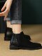 British style Martin boots for women in autumn and winter new style genuine leather round toe low heel short boots Chelsea versatile rivet ankle boots