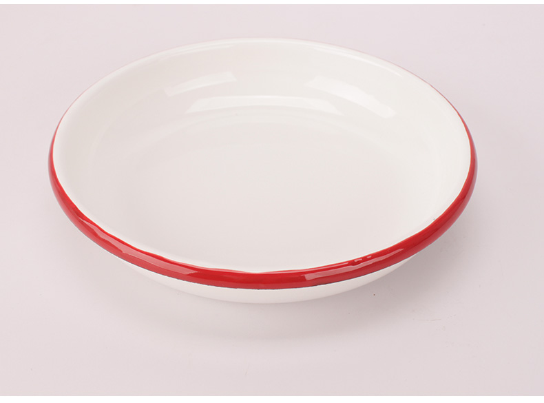 Ehrlich, home enamel porcelain FanPan enamel deep dish dish dish soup plate with large capacity Japanese contracted