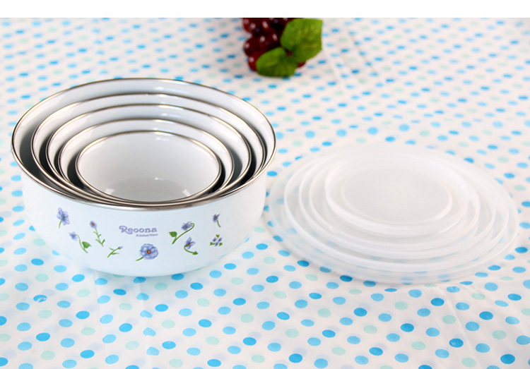 Enamel with freight insurance 】 【 bowl with cover rainbow such as bowl bowl old Enamel preservation bowl bowl of salad bowl seal box