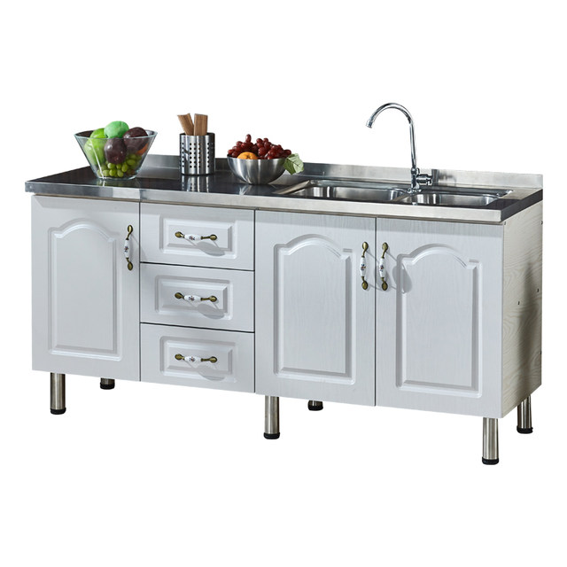 Stainless steel cabinet stove cabinet integrated home simple kitchen kitchen cabinet rental with gas stove cabinet sink cabinet