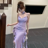 Летнее вечернее платье, юбка, V-образный вырез, изысканный стиль, эффект подтяжки, облегающий крой