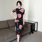 Летнее ретро приталенное длинное платье, на шнурках, по фигуре, средней длины