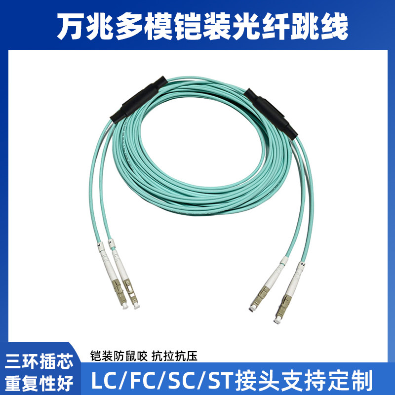 LC to FC-SC-ST carrier-grade armored multimode fiber jumper indoor rat-proof 10 Gigabit fiber optic cable 2-core-6-core