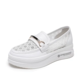 FOXER Летняя белая обувь на платформе, дышащие лоферы, из натуральной кожи